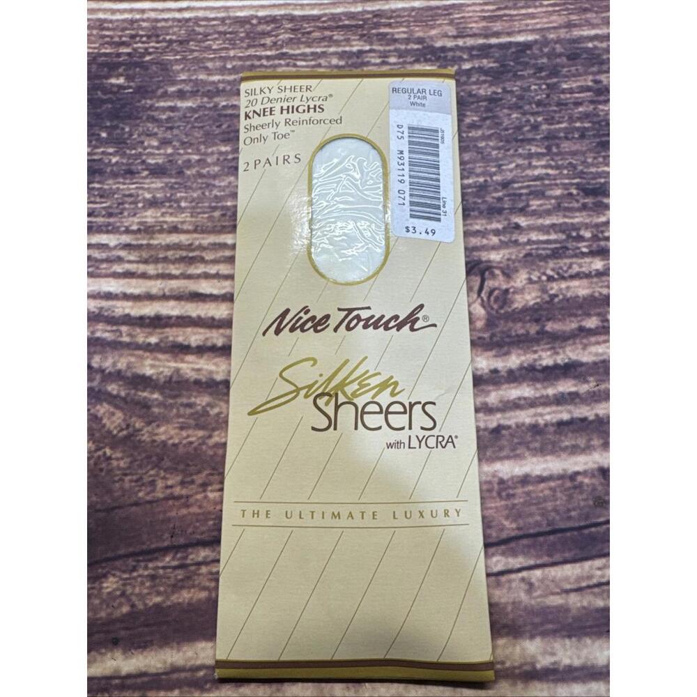 Nice Touch Silken Sheer W/ Lycra Firm Support Knee Highs Off White 2 Pair Sears